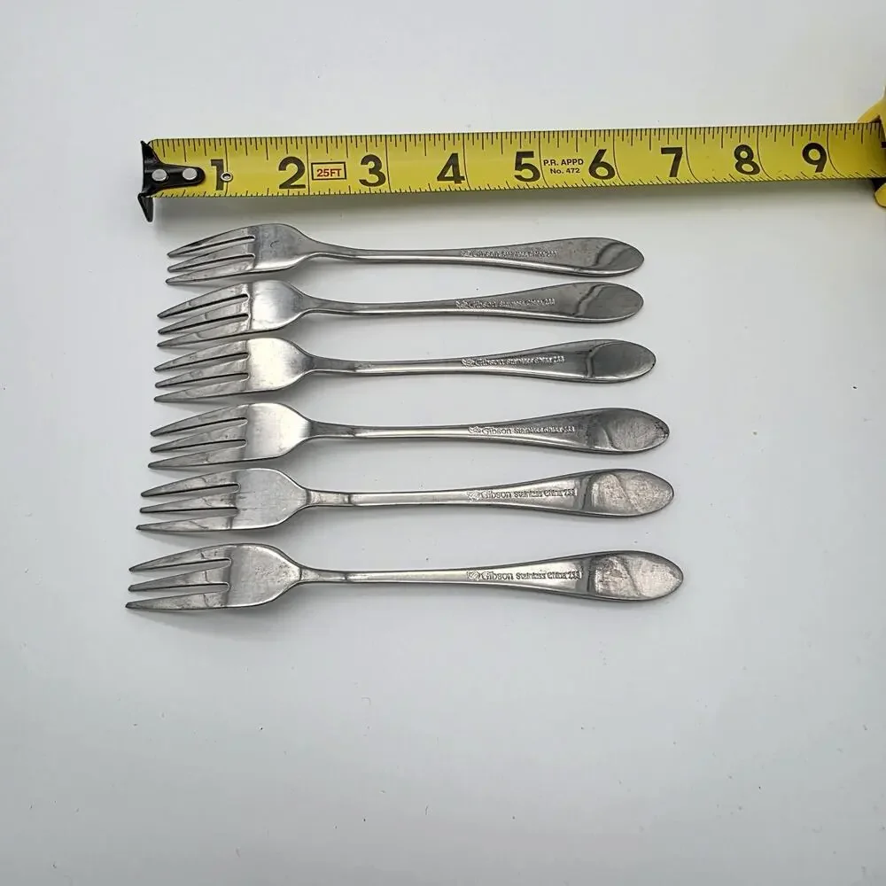 Lot of 6 Vintage Gibson Stainless Steel GIA54 Cocktail/Seafood Forks 233 China